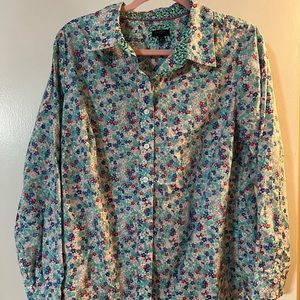 Talbots women flower print no iron blouse size 1X